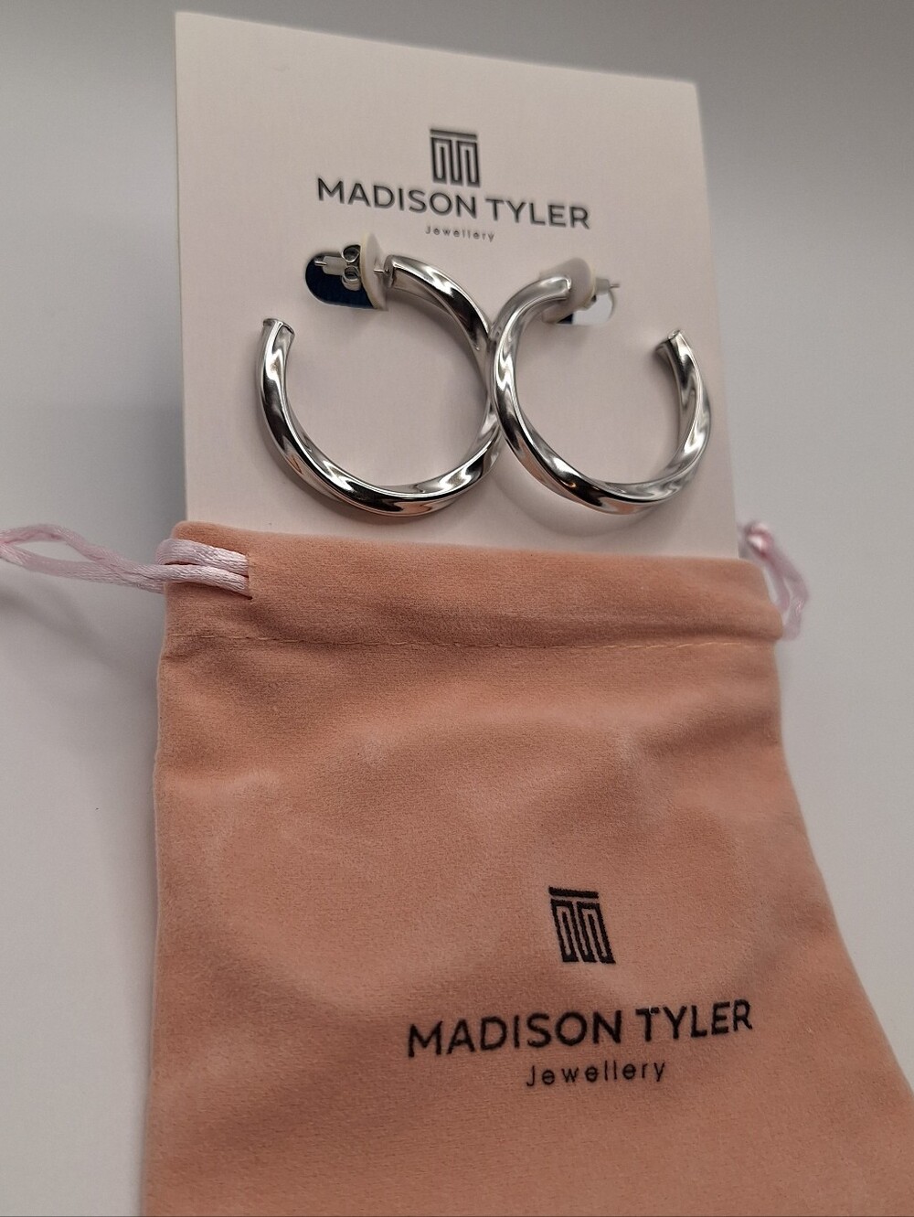 Madison Tyler Silver Tone Chunky Hoop Earrings NWT